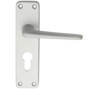 Pair Straight Tapered Lever on Euro Lock Backplate - 152 x 41mm- Satin Aluminium | Lever on Backplate Door Handle - Internal Door Hardware - Lock, Euro, Oval and Latch Options Available