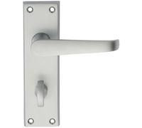 Pair Straight Victorian Handle On Bathroom Backplate 150 X 43mm Satin Chrome