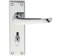 PAIR Straight Victorian Lever on Bathroom Backplate 150 x 42mm Polished Chrome