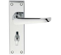 PAIR Straight Victorian Lever on Bathroom Backplate 150 x 42mm Polished Chrome