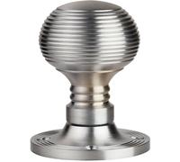 PAIR Textured Rimmed Mortice Door Knob 52mm Dia Satin Chrome Beehive Knob