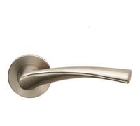 PAIR Twisted Angular Design Lever on Slim Round Rose Concealed Fix Satin Steel