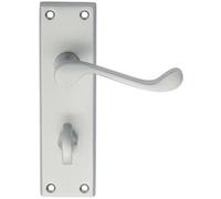 PAIR Victorian Scroll Handle on Bathroom Backplate 150 x 43mm Satin Chrome