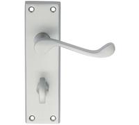 PAIR Victorian Scroll Handle on Bathroom Backplate 150 x 43mm Satin Chrome