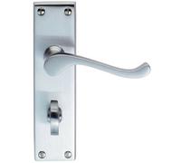 PAIR Victorian Scroll Handle on Bathroom Backplate 155 x 41mm Satin Chrome