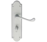 PAIR Victorian Scroll Handle on Bathroom Backplate 205 x 49mm Satin Chrome