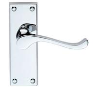 PAIR Victorian Scroll Handle on Latch Backplate 120 x 41mm Polished Chrome