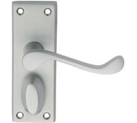 PAIR Victorian Scroll Handle on Privacy Backplate 118 x 43mm Satin Chrome