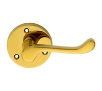PAIR Victorian Scroll Lever on 58mm Round Rose Polished Brass Door Handle
