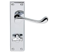 Pair Victorian Scroll Lever on Bathroom Backplate - 155 x 41mm - Polished Chrome | Lever on Backplate Door Handle - Internal Door Hardware - Lock, Euro, Oval and Latch Options Available