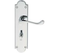 PAIR Victorian Scroll Lever on Bathroom Backplate 205 x 49mm Polished Chrome