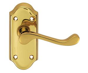 PAIR Victorian Scroll Lever on Short Latch Backplate- 112 x 48mm- Polished Brass | Traditional Lever on Backplate Door Handle - Internal Door Hardware - Lock, Euro, Oval and Latch Options Available