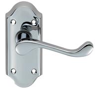 Pair Victorian Scroll Lever on Short Latch Backplate- 112 x 48mm-Polished Chrome | Traditional Lever on Backplate Door Handle - Internal Door Hardware - Lock, Euro, Oval and Latch Options Available