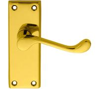 PAIR Victorian Scroll Lever on Short Latch Backplate 118 x 43mm Polished Brass Loops Metallics One Size