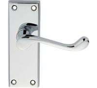 PAIR Victorian Scroll Lever on Short Latch Backplate 118 x 43mm Polished Chrome