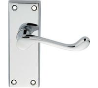PAIR Victorian Scroll Lever on Short Latch Backplate 118 x 43mm Polished Chrome