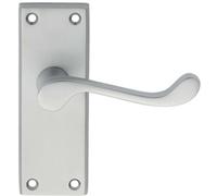 PAIR Victorian Scroll Lever on Short Latch Backplate 118 x 43mm Satin Chrome