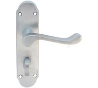 Pair Victorian Upturned Handle On Bahtroom Backplate 170 X 42mm Satin Chrome