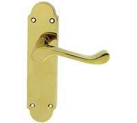 PAIR Victorian Upturned Handle on Latch Backplate 170 x 42mm Polished Brass Loops Metallics One Size