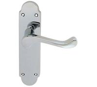 PAIR Victorian Upturned Handle on Latch Backplate 170 x 42mm Polished Chrome