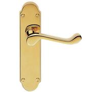Pair Victorian Upturned Handle On Latch Backplate 170 X 42mm Stainless Brass