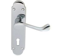 PAIR Victorian Upturned Handle on Lock Backplate 170 x 42mm Polished Chrome