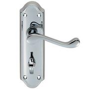 PAIR Victorian Upturned Lever on Bathroom Backplate 168 x 47mm Polished Chrome