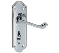 PAIR Victorian Upturned Lever on Bathroom Backplate 168 x 47mm Polished Chrome