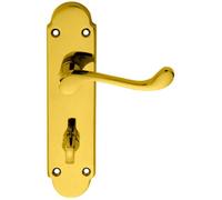 PAIR Victorian Upturned Lever on Bathroom Backplate 170 x 42mm Stainless Brass