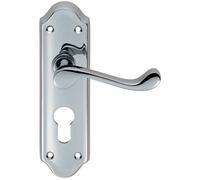 PAIR Victorian Upturned Lever on Euro Lock Backplate 168 x 47mm Polished Chrome Loops Multi One Size