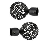 Pair Window Curtain Pole End Drape Rod Finals Head Inner Dia. 22 mm 3 Black honeycomb ball