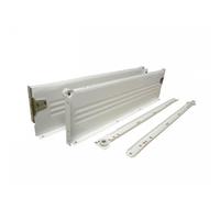 Pair x Metal Kitchen Drawer Runner & Side Set 450mm x H-118 White
