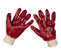 PAIR - XL General Purpose PVC Gloves - Knitted Wrists - Waterproof Protection