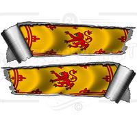 Pair290mm Rolled Ripped Tear Torn Metal Rampant Lion ScottishVinyl Car Stickers