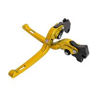Paired CNC Aluminum Motorcycle Handles Folding Brake lever Adjustable Clutch lever, Left & Right, for Yamaha YZF R6 2017-2018 for YZF R1/R1M/R1S 2015-2018 (Gold)