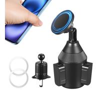 PAIRIER Magnetic Cup Phone Mount for Car, 2-in-1 Car Mobile Phone Holder, Drink Holder & Ventilation Holder, Compatible with MagSafe for iPhone 12-17 Series and All Smartphones