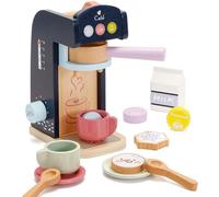 PairPear Wooden Coffee Maker Toy Kids Pretend Play Coffee Machine Set with Play Food Accessories, Role Play Kitchen for Toddlers Gifts for Boys and Girls