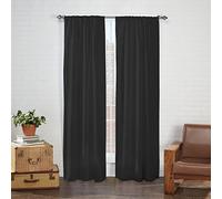 Pairs to Go Modern Decorative Rod Pocket Window Curtains for Living Room (2 Panels), Polyester, Black, 40 in x 54 in