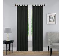 Pairs to Go Modern Decorative Tab Top Window Curtains for Bedroom or Living Room (2 Panels), Polyester, Black, 30" W x 63" L (Pack of 2)