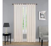 Pairs to Go Montana Decorative Tab Top Window Curtains for Bedroom or Living Room (Double Panel), 30" x 95", Natural