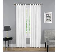 Pairs to Go Modern Decorative Window Curtains with Loops for Bedroom or Living Room (2 Panels), Cotton, White, H160 x B152.4 cm (1er Pack)