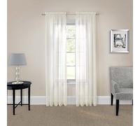 Pairs to Go Rod Pocket Sheer Window Curtains for Bedroom or Living Room (Double Panel), Polyester, Ivory, 59" x 95"