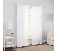 Pairs to Go Victoria Voile 118"" x 63" Light Filtering Double Rod Pocket Window Panel Curtain Living Room, 59x63, WHITE