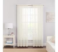 Pairs to Go Victoria Voile Modern Sheer Rod Pocket Window Curtains for Living Room (2 Panels), 59 x 84 in, Ivory