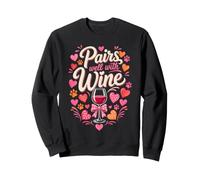 Pairs Well With Wine Dog Paw Hearts Design Sweatshirt