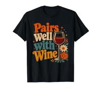 Pairs Well with Wine Retro Groovy Drinker T-Shirt