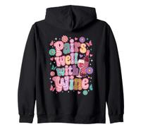 Pairs Well With Wine Retro Groovy Tie Dye Zip Hoodie