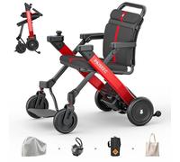 PAISEEC 2-in-1 Foldable Electric Wheelchair for Adults & Seniors, Easy Control and Folding, Lightweight Power Wheelchair Walker Combo, Airline-Approved, 18-Mile Range, Red