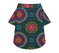 Paisley And Mandala Turquoise Pattern Funny Dog Shirt Button Down Cat Clothes Top for Small Medium Large Pet