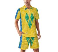 Paisley and Saint Vincent Grenadines Flag Men's Polo Shirts and Shorts Short Sleeve Outfits Golf Top L